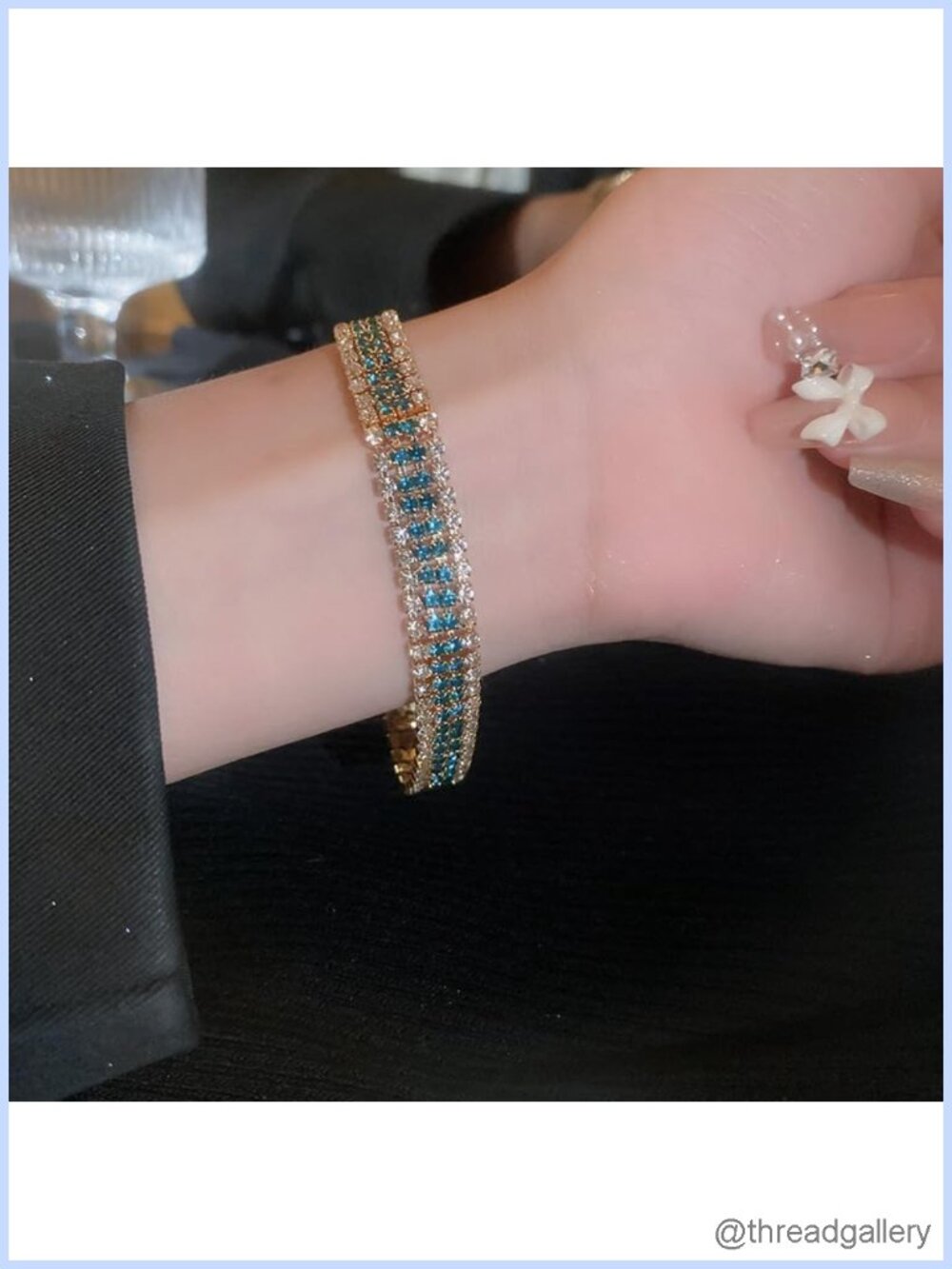 Tennis Bracelet Green Alloy Cuff Chain Rhinestones Elegant Vintage Gift for